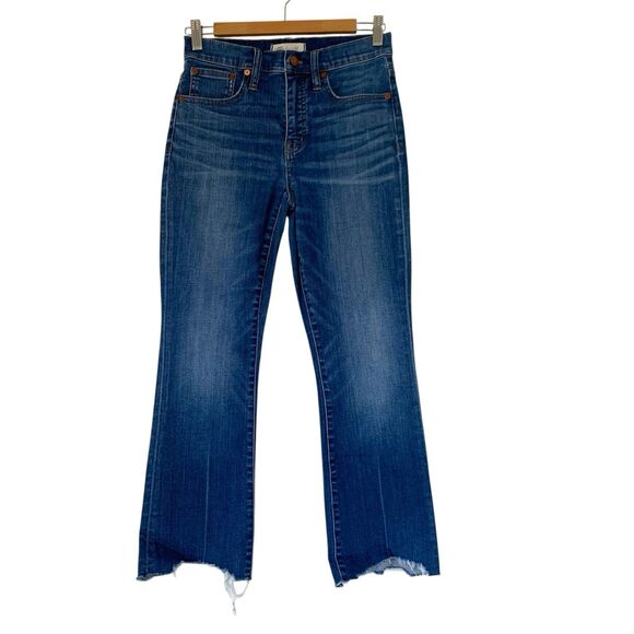 Madewell Jeans Cali Demi-Boot 26 Destructed-Hem Crop Flare Distressed Boho - Picture 1 of 13